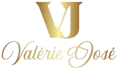 Gold script monogram reading V J above the name Valérie José